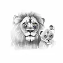 lion mom and babys tattoo design idea