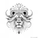 lion and ox skulls tattoo design idea