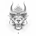 lion and ox skulls tattoo design idea