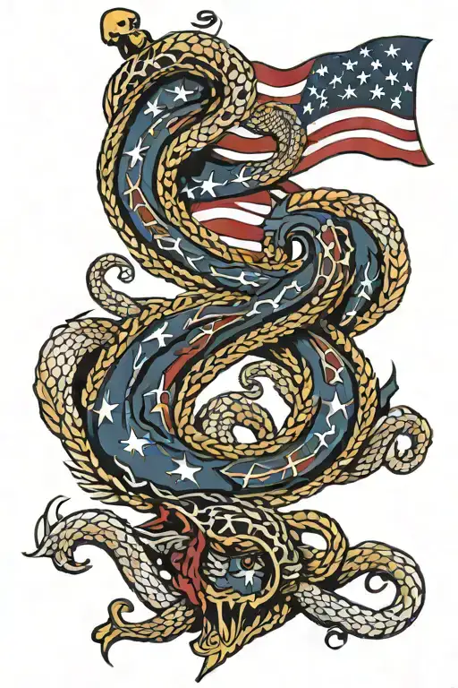 Gadsden Flag and american flag merged tattoo design idea