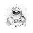 A stoic astronaut exploring a serene alien landscape tattoo design idea
