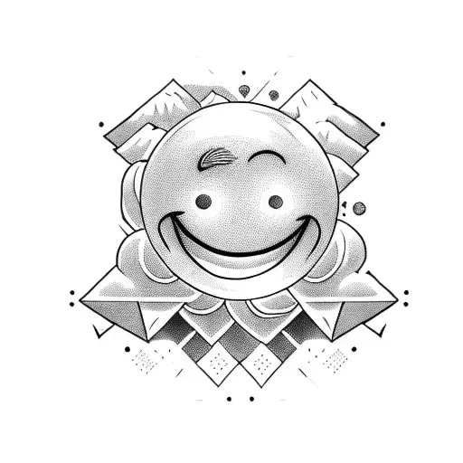 smiley face with nature hand tattoo tattoo design idea