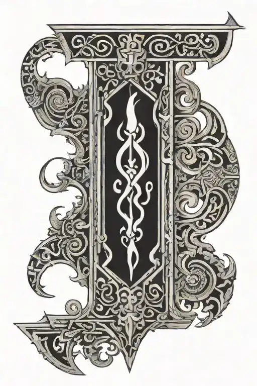 Greek fire and hammer forge tattoo design idea