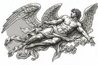 creation of Adam mixed with Icarus falling angel tattoo design idea