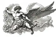 creation of Adam mixed with Icarus falling angel tattoo design idea