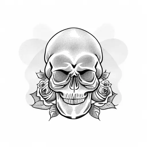 Skull and Roses tattoo design idea