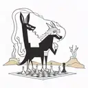 Will E Coyote playing chess on a desert landscape tattoo design idea