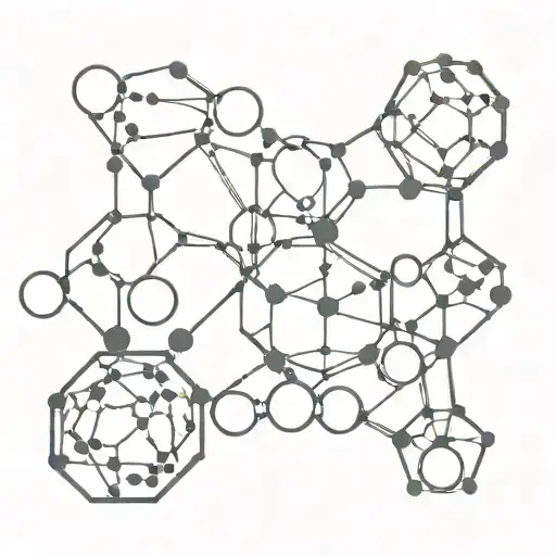 An abstract representation of a LSD molecule with intricate linework tattoo design idea