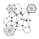 An abstract representation of a LSD molecule with intricate linework tattoo design idea