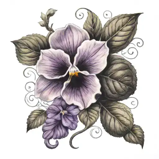 The Letter v and a Viola Flower tattoo design idea