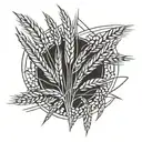 wheat and bread sticking tattoo design idea