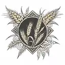 wheat and bread sticking tattoo design idea