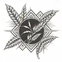 wheat and bread sticking tattoo design idea