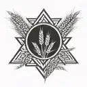 wheat and bread sticking tattoo design idea