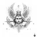 saint michael the archangel with a swoard  tattoo design idea