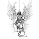 saint michael the archangel with a swoard  tattoo design idea