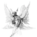 saint michael the archangel with a swoard  tattoo design idea