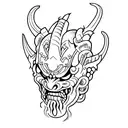 Oni Mask split tattoo design idea