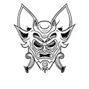 Oni Mask split tattoo design idea