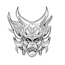 Oni Mask split tattoo design idea