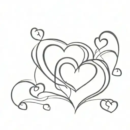 Remembrance unborn childs and 4 hearts symbolizing love tattoo design idea