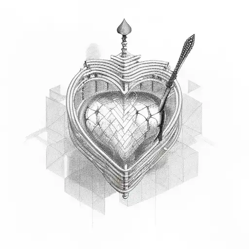 heart in cage tattoo design idea