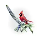 cardinal sitting on corn stalk tattoo design idea