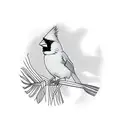 cardinal sitting on corn stalk tattoo design idea