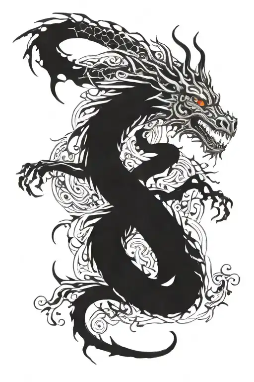 A tattoo of a mythical creature inspired by both chemistry and mythology, such as a chemical dragon tattoo design idea