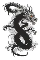 A tattoo of a mythical creature inspired by both chemistry and mythology, such as a chemical dragon tattoo design idea