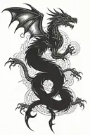 A tattoo of a mythical creature inspired by both chemistry and mythology, such as a chemical dragon tattoo design idea