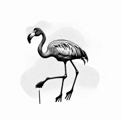 Flamingo standing on one leg tattoo design idea