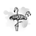 Flamingo standing on one leg tattoo design idea