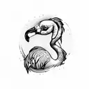 Flamingo standing on one leg tattoo design idea