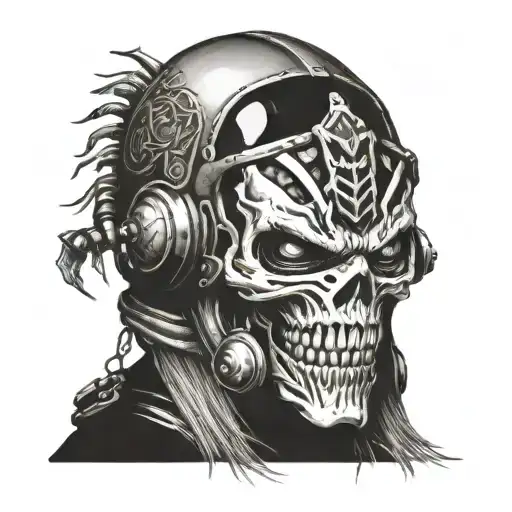 iron maiden the writing on the wall bikers helmet on mptorcycle tattoo design idea