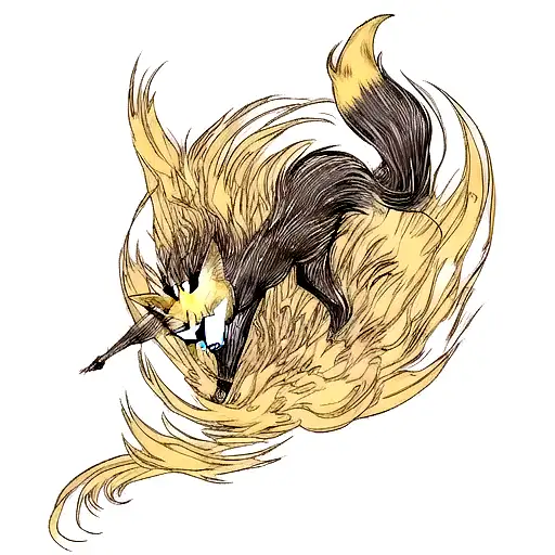 fox drowing itself in style Hayao Miadzaki  tattoo design idea