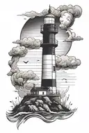 fading lighthouse standing tall tattoo design idea