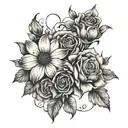 Flowers with Birthday dates  tattoo design idea