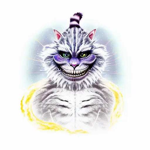 Cheshire Cat with Bigfoot and a spaceship tattoo design idea