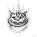 Cheshire Cat with Bigfoot and a spaceship tattoo design idea