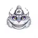 Cheshire Cat with Bigfoot and a spaceship tattoo design idea