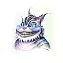 Cheshire Cat with Bigfoot and a spaceship tattoo design idea