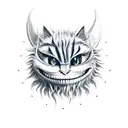 Cheshire Cat with Bigfoot and a spaceship tattoo design idea