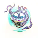 Bigfoot, cheshire cat, spaceship tattoo design idea