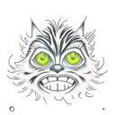 Bigfoot, cheshire cat, spaceship tattoo design idea