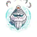 Bigfoot, cheshire cat, spaceship tattoo design idea