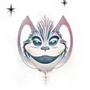 Bigfoot, cheshire cat, spaceship tattoo design idea