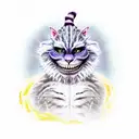 Cheshire Cat with Bigfoot and a spaceship tattoo design idea