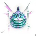 Cheshire Cat with Bigfoot and a spaceship tattoo design idea