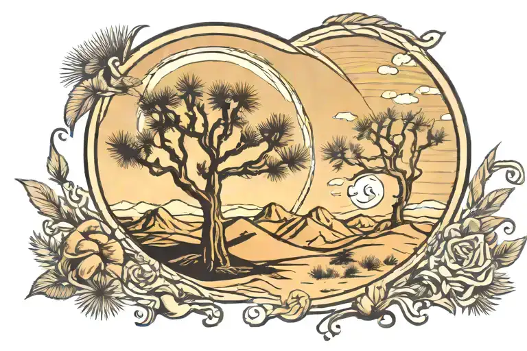 Joshua tree yin and yang symbol formed tattoo design idea